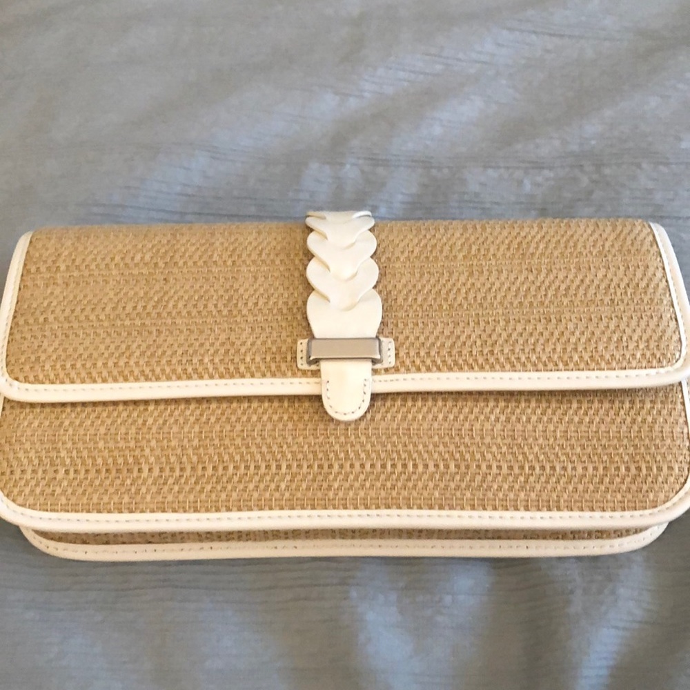 Cole Haan Izzie Clutch Rattan and leather